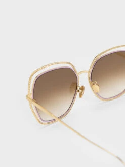 Cut-Out Double-Frame Butterfly Sunglasses -Charles & Keith 2022 L7 CK3 71280511 72 7