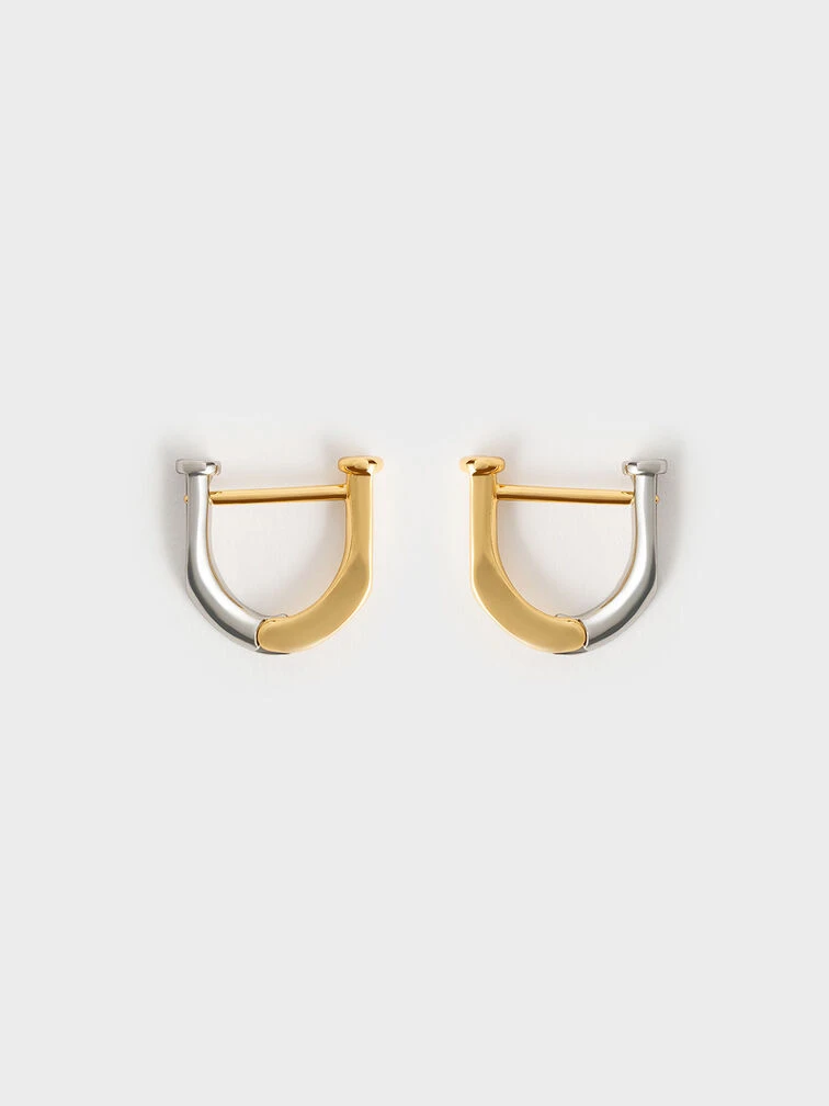 Gabine Two-Tone Huggie Earrings 1 Gabine Two-Tone Huggie Earrings