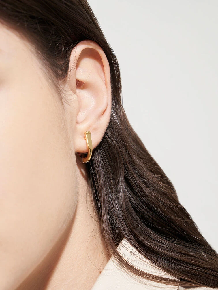 Gabine Two-Tone Huggie Earrings 2 Gabine Two-Tone Huggie Earrings - Image 2