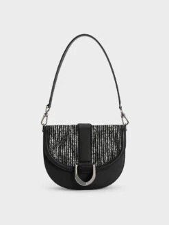 Gabine Leather & Tweed Saddle Bag