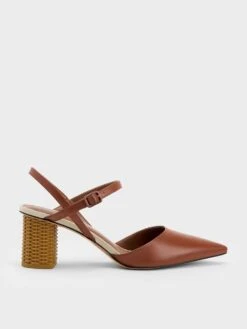 Rattan Block Heel Pumps
