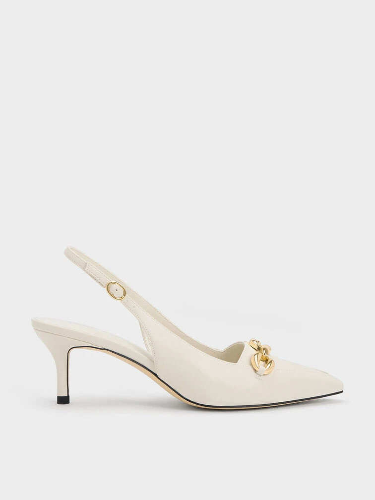 Avani Chunky Chain-Embellished Slingback Pumps 1 Avani Chunky Chain-Embellished Slingback Pumps
