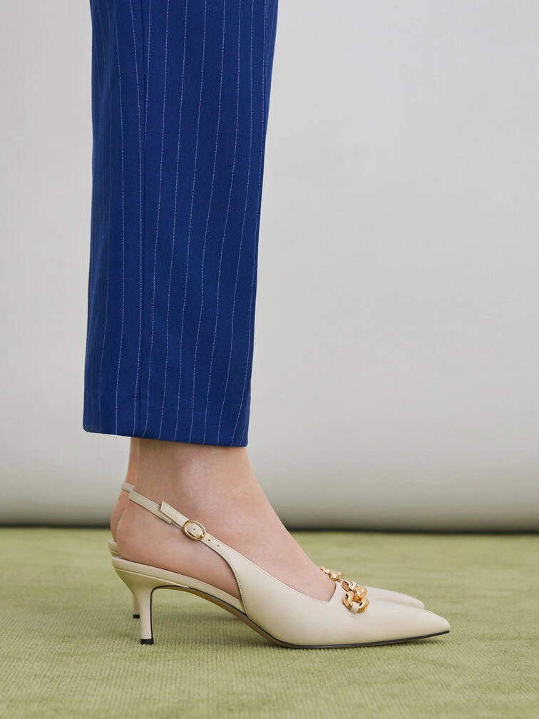 Avani Chunky Chain-Embellished Slingback Pumps 2 Avani Chunky Chain-Embellished Slingback Pumps - Image 2