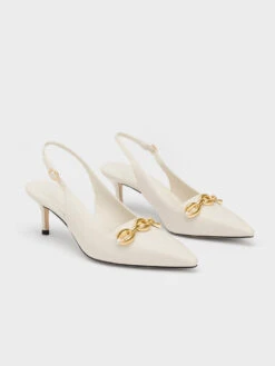 Avani Chunky Chain-Embellished Slingback Pumps 8 Avani Chunky Chain-Embellished Slingback Pumps -Charles & Keith 2023 L2 CK1 60361445 41 3