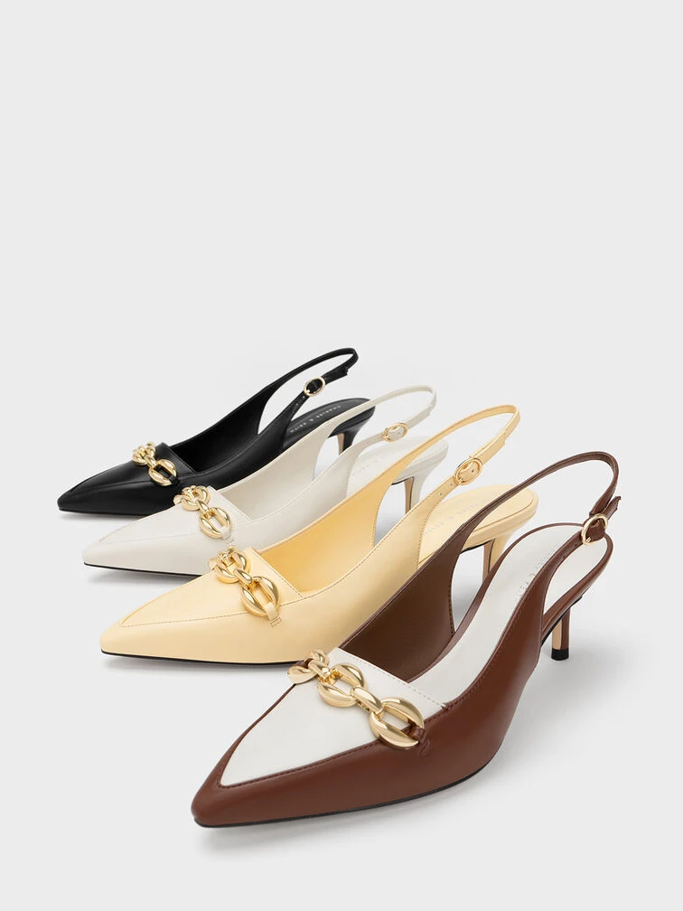 Avani Chunky Chain-Embellished Slingback Pumps 5 Avani Chunky Chain-Embellished Slingback Pumps - Image 5