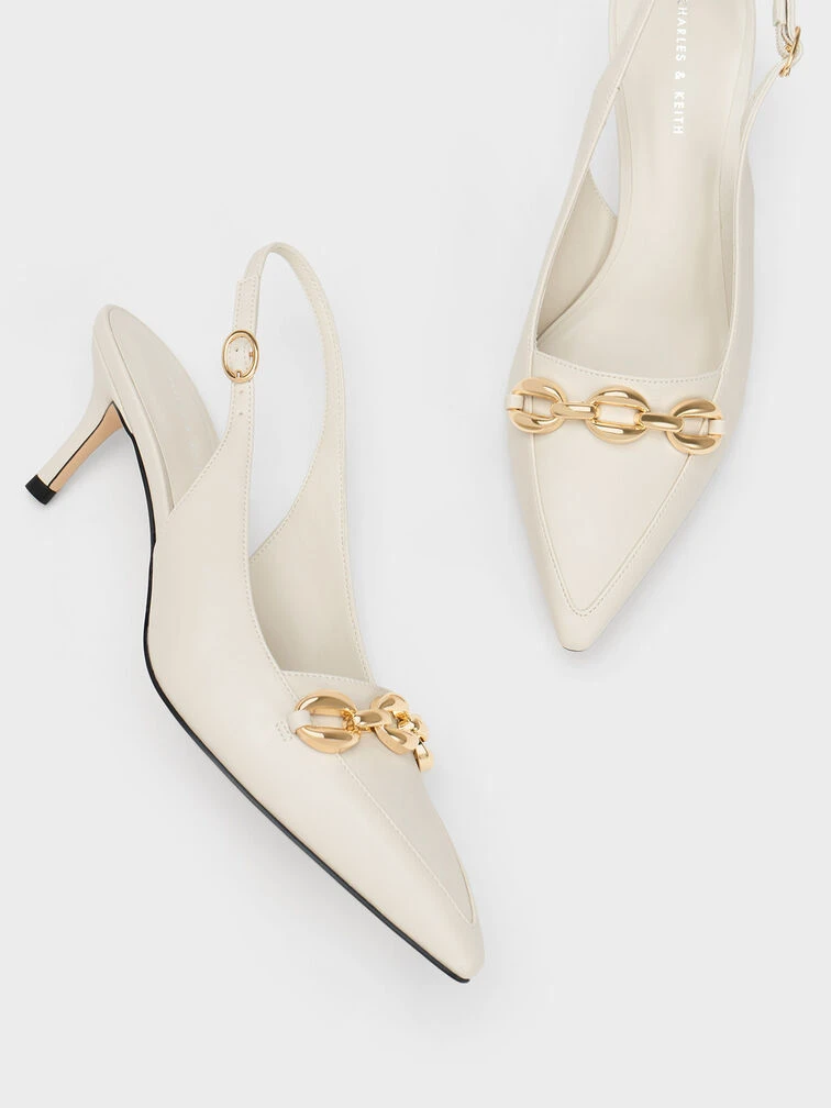 Avani Chunky Chain-Embellished Slingback Pumps 6 Avani Chunky Chain-Embellished Slingback Pumps - Image 6