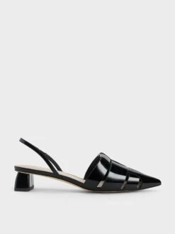 Interwoven Patent Slingback Pumps
