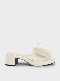 Puffy Bow Heeled Mules