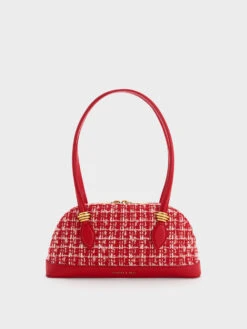 Trudy Tweed Elongated Handle Shoulder Bag