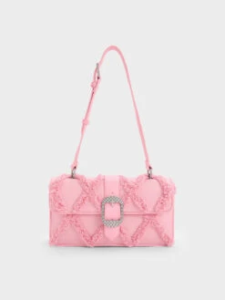 Eilith Frayed Denim Buckled Bag