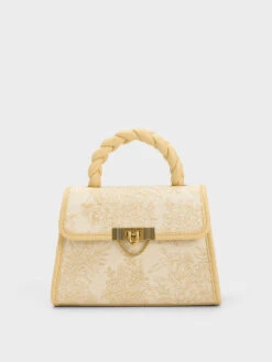 Floral Illustrated Trapeze Bag