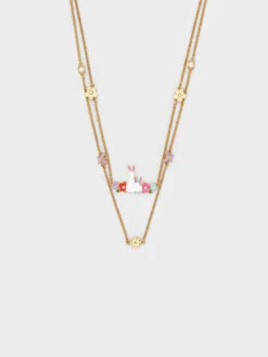 Charles & Keith 15 Rabbit & Flower Double Necklace