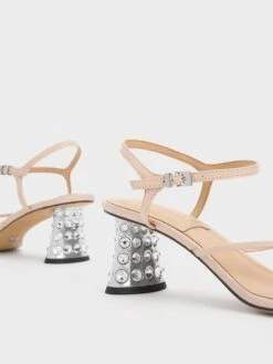 Embellished Heel Leather Sandals -Charles & Keith 2023 L2 SL1 60280431 35 5