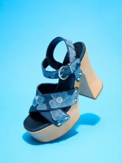 Tabitha Floral Denim Crossover Sandals
