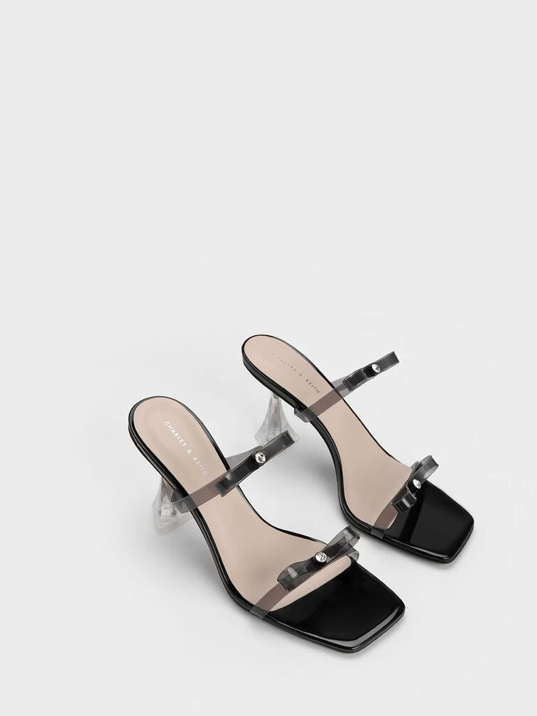 Embellished Bow See-Through Sandals 2 Embellished Bow See-Through Sandals - Image 2