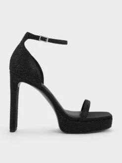 Crystal Ankle-Strap Platform Sandals