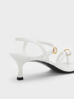 Pearl Embellished Strappy Sandals -Charles & Keith 2023 L3 CK1 60361457 03 5