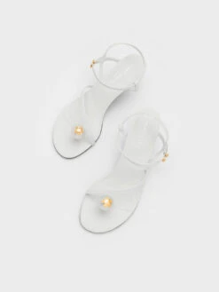 Pearl Embellished Strappy Sandals -Charles & Keith 2023 L3 CK1 60361457 03 8