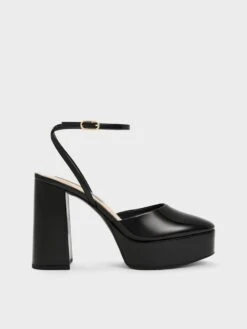 Jemma Patent Platform Ankle-Strap Pumps