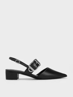 Buckled Strap Slingback Pumps
