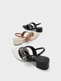 Buckled Strap Linen Slingback Pumps -Charles & Keith 2023 L3 CK1 60920338 05 7