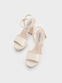 Halle Peep-Toe Metallic Platform Sandals -Charles & Keith 2023 L3 CK1 60920345 41 8