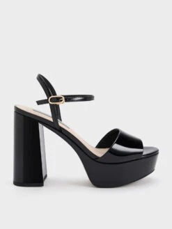 Halle Peep-Toe Patent Platform Sandals