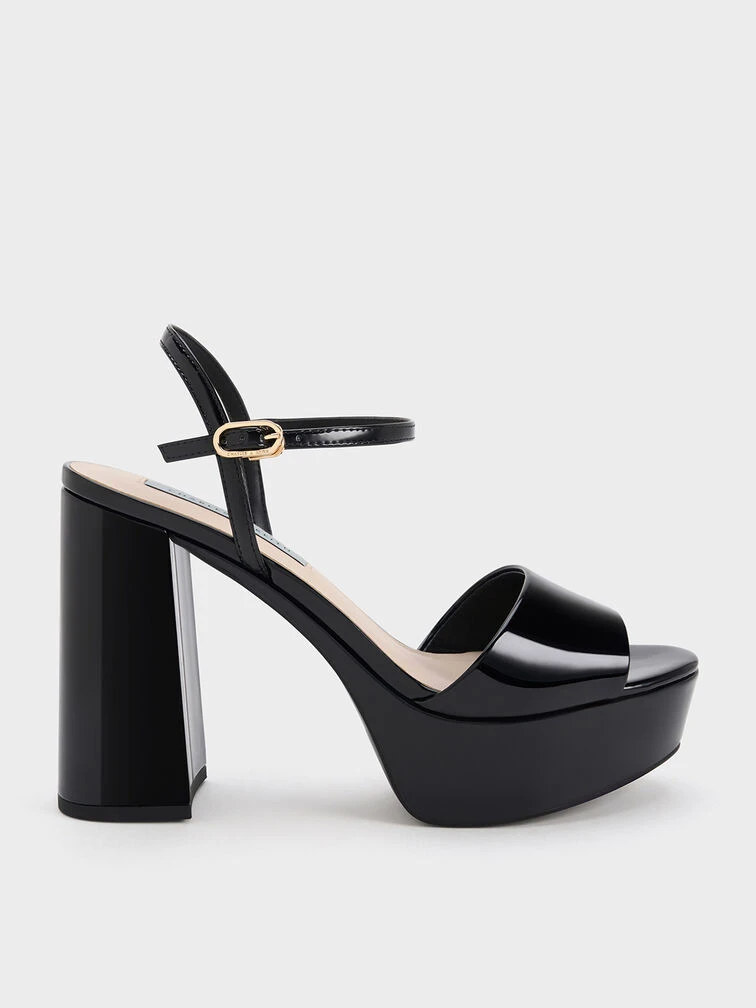 Halle Peep-Toe Patent Platform Sandals 1 Halle Peep-Toe Patent Platform Sandals