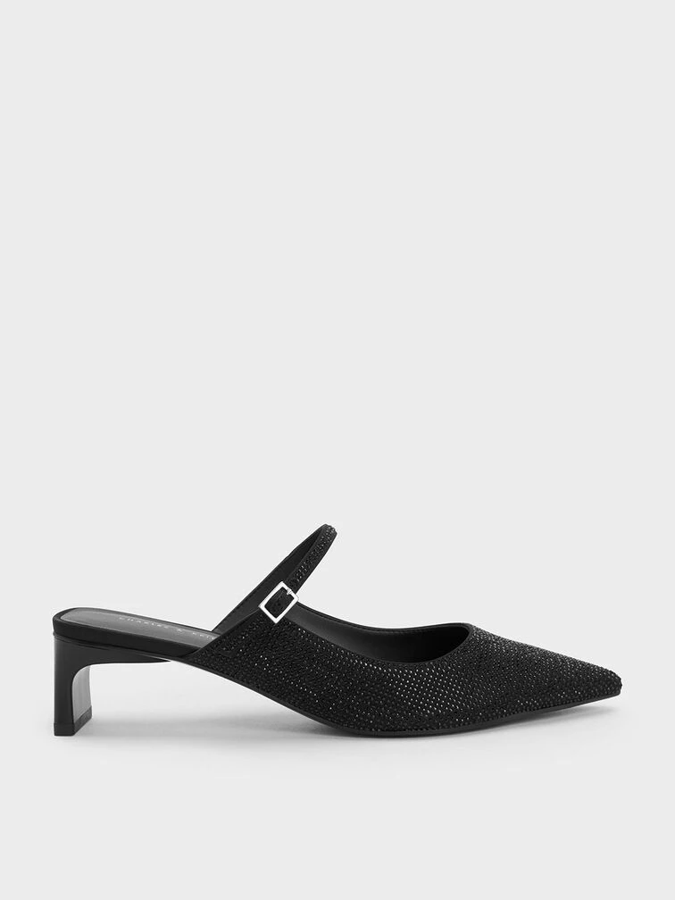 Gem-Embellished Blade Heel Mules 1 Gem-Embellished Blade Heel Mules