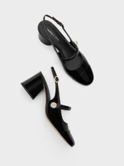 Pearl Embellished Patent Slingback Pumps 9 Pearl Embellished Patent Slingback Pumps -Charles & Keith 2023 L3 CK1 61720149 J5 8