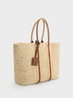 Striped Handles Raffia Tote Bag -Charles & Keith 2023 L3 CK2 30782131 47 3