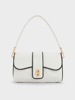 Contrast-Trim Belted Crossbody Bag