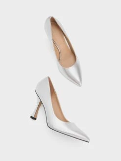 Metallic Leather Flare Heel Pumps 13 Metallic Leather Flare Heel Pumps -Charles & Keith 2023 L3 SL1 60280433 07 8