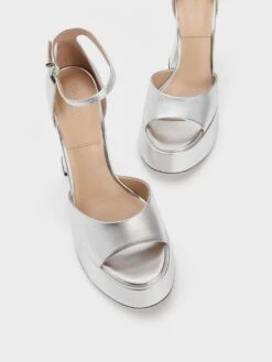 Michelle Metallic Leather Platform Sandals -Charles & Keith 2023 L3 SL1 60280434 07 8