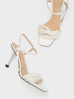 Leda Beaded Asymmetric Satin Sandals -Charles & Keith 2023 L3 SL1 60360233 03 8