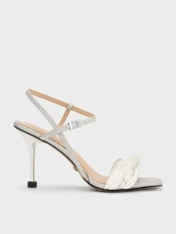 Leda Beaded Asymmetric Glittered Sandals