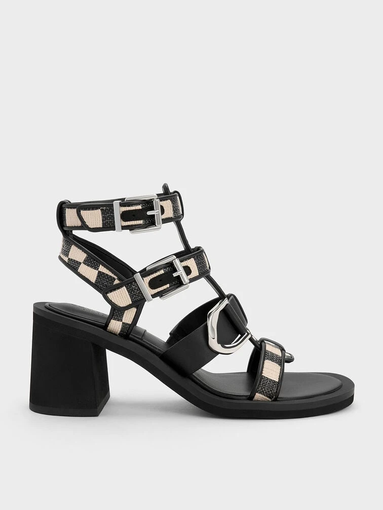 Gabine Gingham Gladiator Sandals 3 Gabine Gingham Gladiator Sandals - Image 3