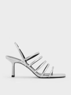Metallic Strappy Blade Heel Sandals