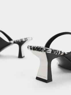 Tweed Double Strap Heeled Mules -Charles & Keith 2023 L6 CK1 60190323 24 5