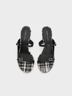 Tweed Double Strap Heeled Mules -Charles & Keith 2023 L6 CK1 60190323 24 8