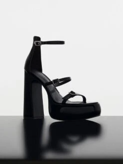 Elvina Patent Buckled Platform Sandals