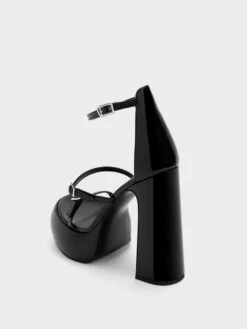 Elvina Patent Buckled Platform Sandals -Charles & Keith 2023 L6 CK1 60280393 J5 5