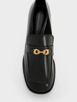 Metallic Accent Block Heel Loafer Pumps -Charles & Keith 2023 L6 CK1 60280401 J6 8