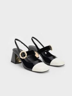 Patent Two-Tone Pearl Buckle Slingback Pumps 9 Patent Two-Tone Pearl Buckle Slingback Pumps -Charles & Keith 2023 L6 CK1 60361474 J5 3