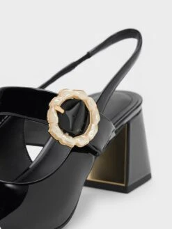 Patent Two-Tone Pearl Buckle Slingback Pumps 12 Patent Two-Tone Pearl Buckle Slingback Pumps -Charles & Keith 2023 L6 CK1 60361474 J5 7