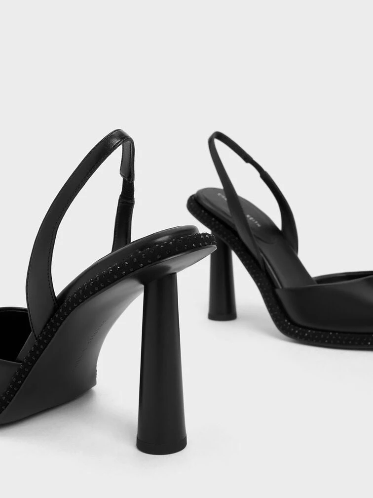 Crystal-Embellished Pointed-Toe Slingback Pumps 5 Crystal-Embellished Pointed-Toe Slingback Pumps - Image 5