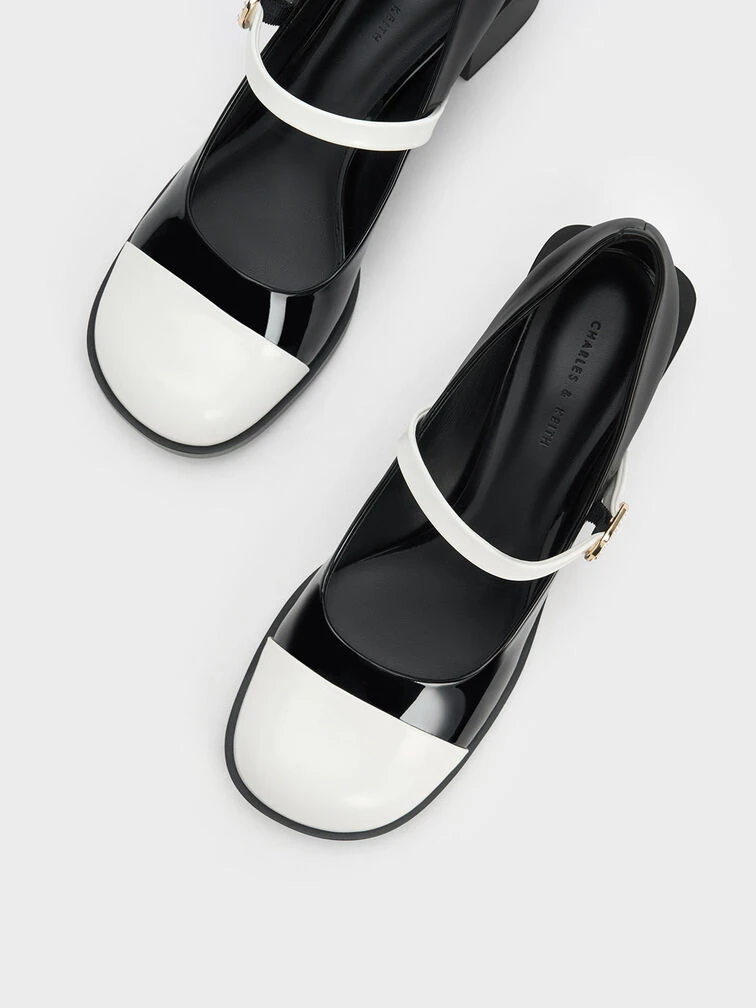 Patent Crystal-Embellished Buckle Two-Tone Mary Janes 7 Patent Crystal-Embellished Buckle Two-Tone Mary Janes - Image 7