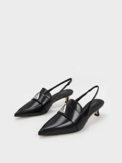 Trice Metallic Accent Pointed-Toe Slingback Pumps -Charles & Keith 2023 L6 CK1 61720153 J6 3