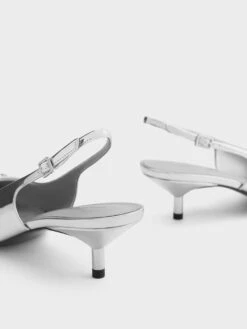 Metallic Pearl Chain-Link Slingback Pumps -Charles & Keith 2023 L6 CK1 61720161 07 5