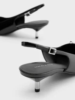 Patent Pearl Chain-Link Slingback Pumps -Charles & Keith 2023 L6 CK1 61720161 J5 5